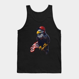 ai generated design for 4th of July, an eagle, a flag and a baseball hat Tank Top
